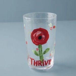 Anthropologie Carolyn Gavin Red Flower Thrive Juice Glass Cup gift New in Box